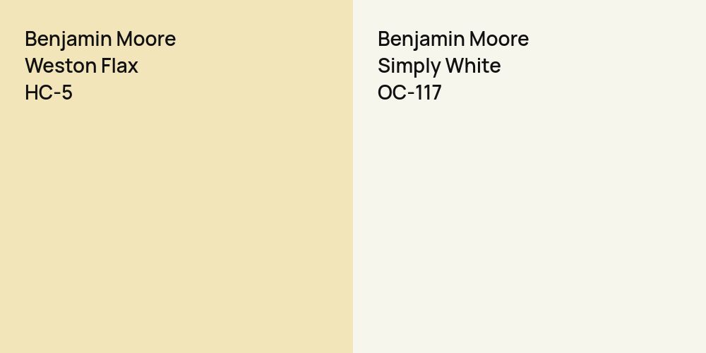 Benjamin Moore Weston Flax vs. Benjamin Moore Simply White