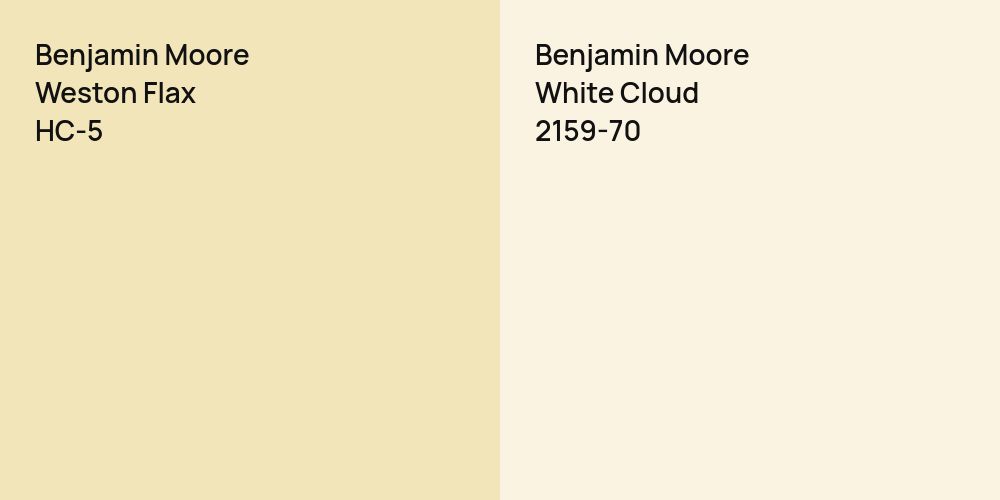 Benjamin Moore Weston Flax vs. Benjamin Moore White Cloud