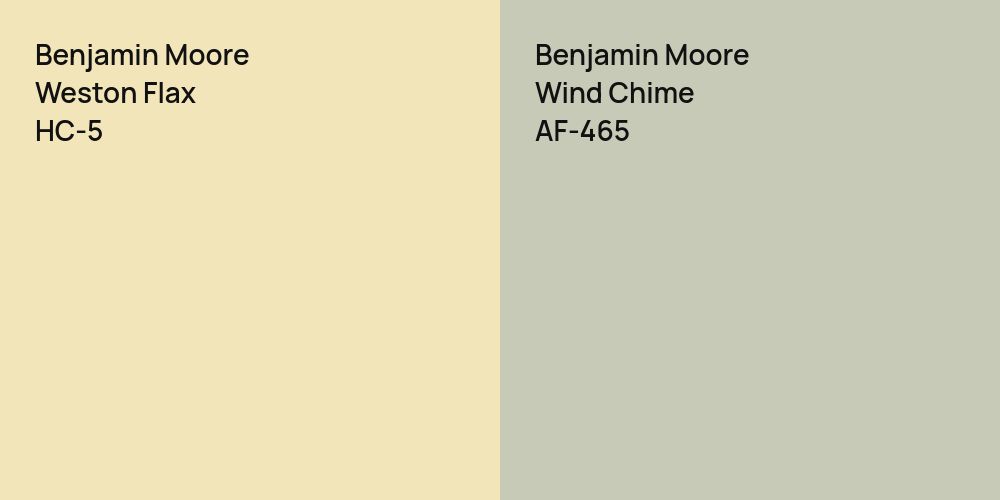 Benjamin Moore Weston Flax vs. Benjamin Moore Wind Chime