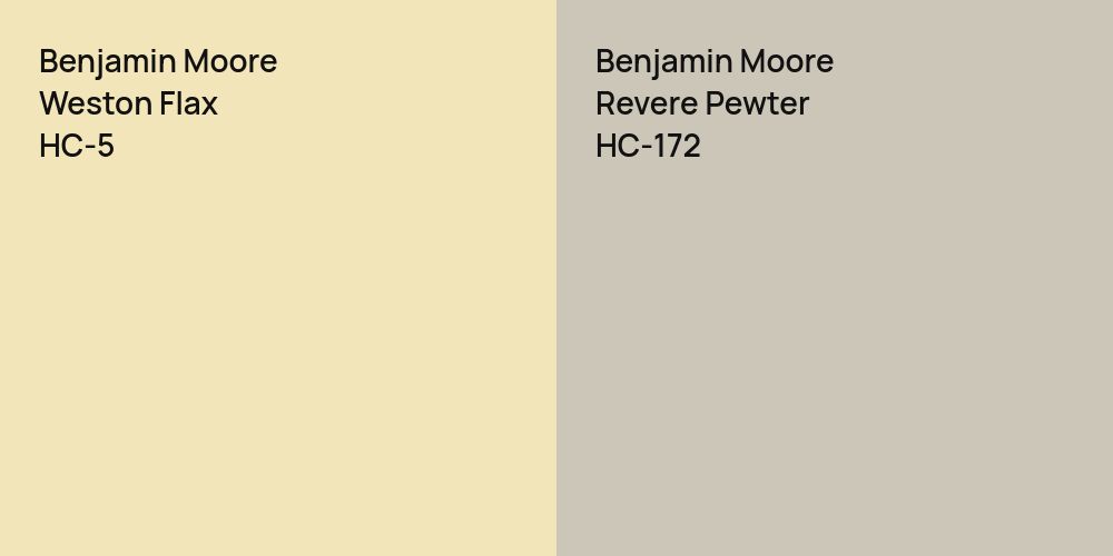 Benjamin Moore Weston Flax vs. Benjamin Moore Revere Pewter