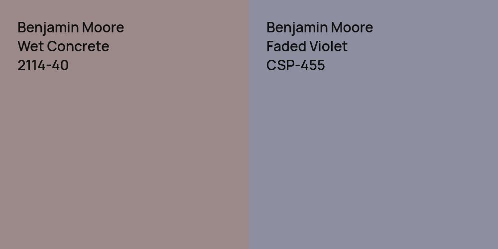 Benjamin Moore Wet Concrete vs. Benjamin Moore Faded Violet