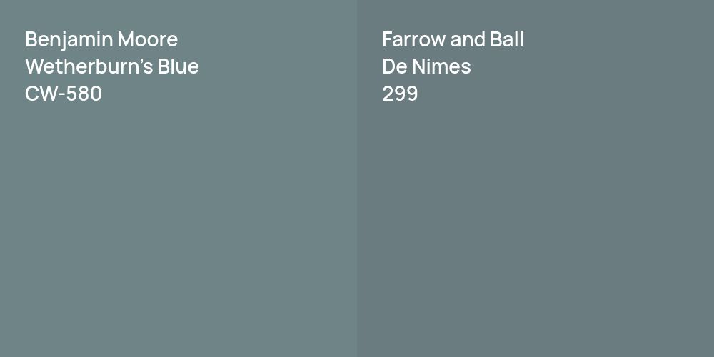 Benjamin Moore Wetherburn's Blue vs. Farrow and Ball De Nimes