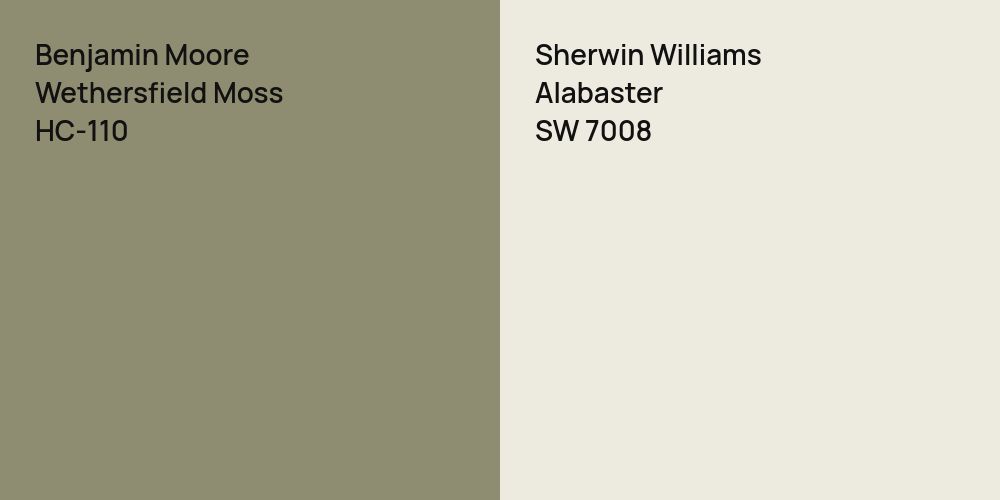 Benjamin Moore Wethersfield Moss vs. Sherwin Williams Alabaster