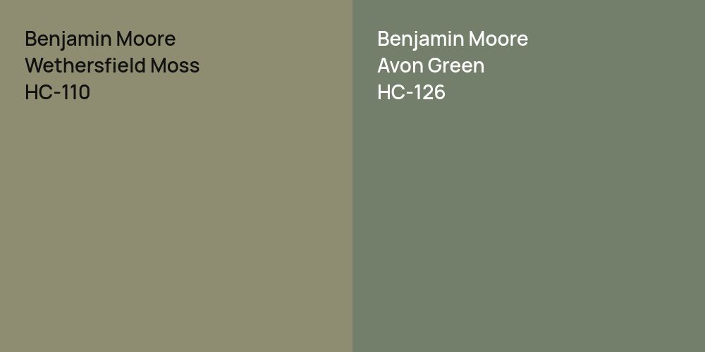 Benjamin Moore Wethersfield Moss vs. Benjamin Moore Avon Green