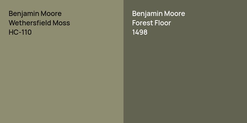 Benjamin Moore Wethersfield Moss vs. Benjamin Moore Forest Floor