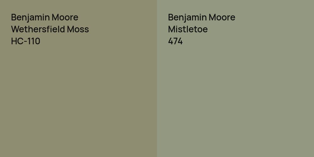 Benjamin Moore Wethersfield Moss vs. Benjamin Moore Mistletoe