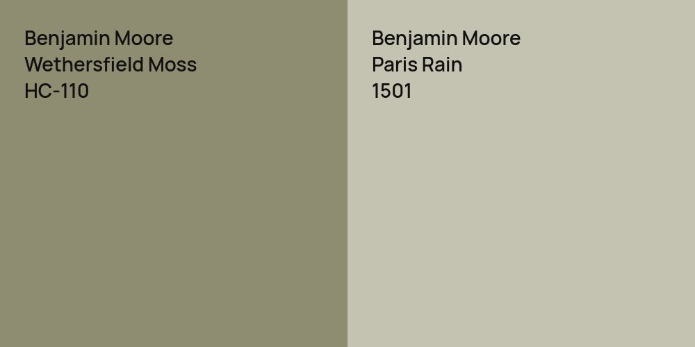 Benjamin Moore Wethersfield Moss vs. Benjamin Moore Paris Rain