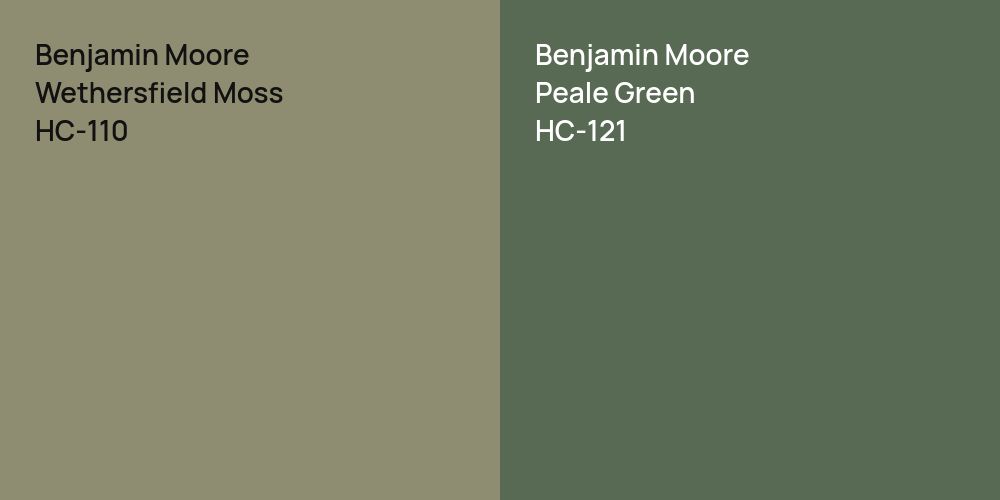 Benjamin Moore Wethersfield Moss vs. Benjamin Moore Peale Green