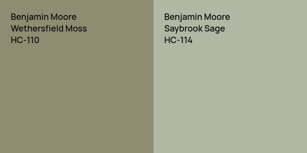 Benjamin Moore Wethersfield Moss vs. Benjamin Moore Saybrook Sage