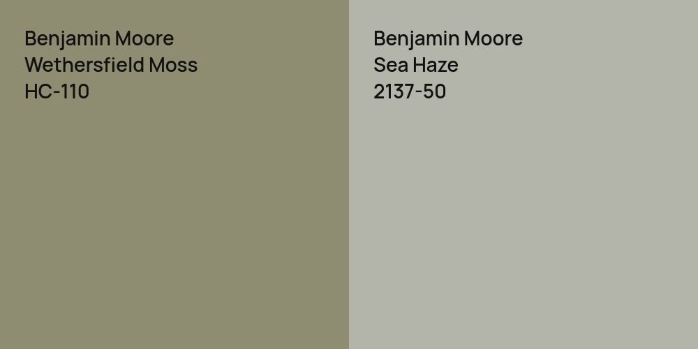 Benjamin Moore Wethersfield Moss vs. Benjamin Moore Sea Haze