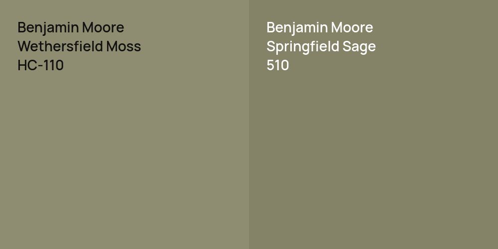 Benjamin Moore Wethersfield Moss vs. Benjamin Moore Springfield Sage