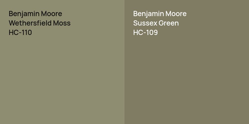 Benjamin Moore Wethersfield Moss vs. Benjamin Moore Sussex Green