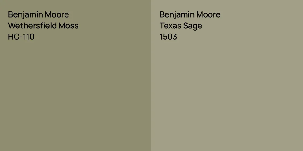 Benjamin Moore Wethersfield Moss vs. Benjamin Moore Texas Sage