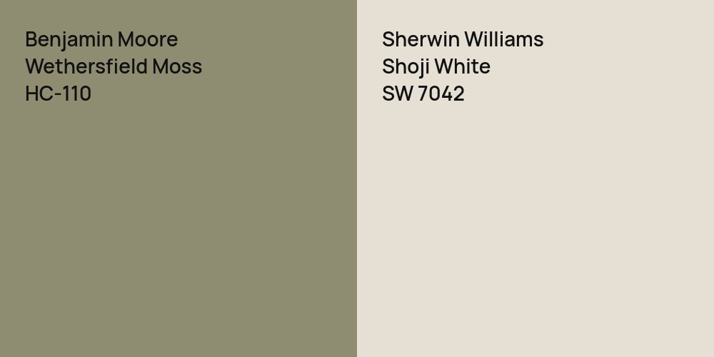 Benjamin Moore Wethersfield Moss vs. Sherwin Williams Shoji White