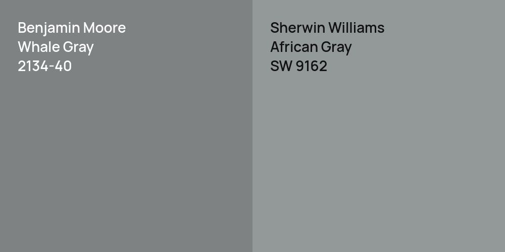 Benjamin Moore Whale Gray vs. Sherwin Williams African Gray