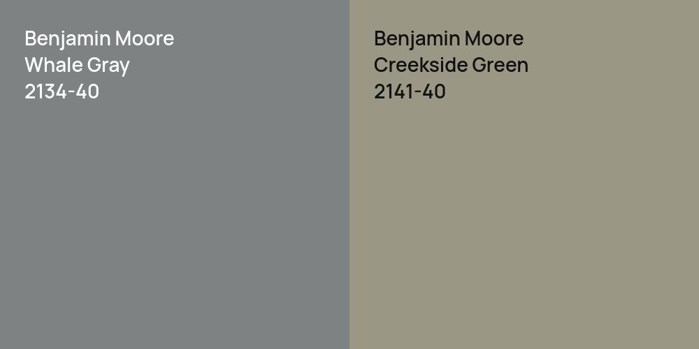 Benjamin Moore Whale Gray vs. Benjamin Moore Creekside Green