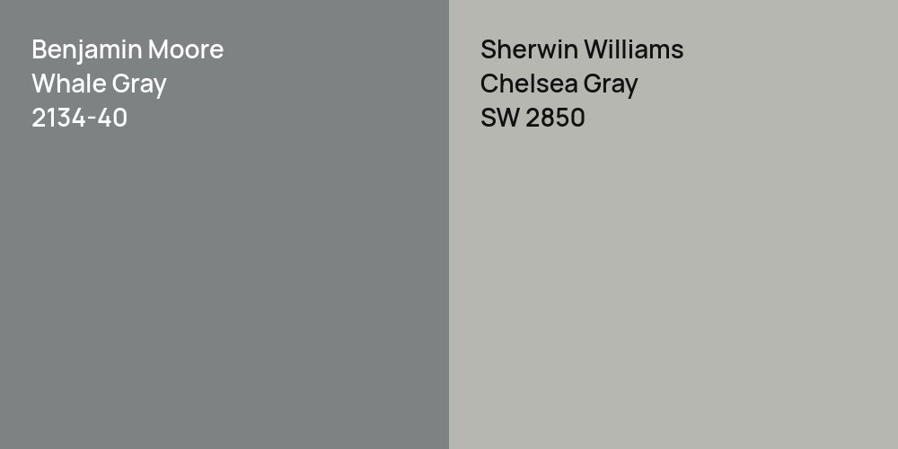 Benjamin Moore Whale Gray vs. Sherwin Williams Chelsea Gray