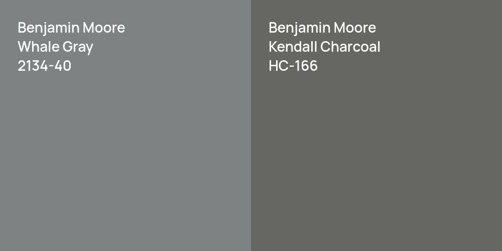 Benjamin Moore Whale Gray vs. Benjamin Moore Kendall Charcoal