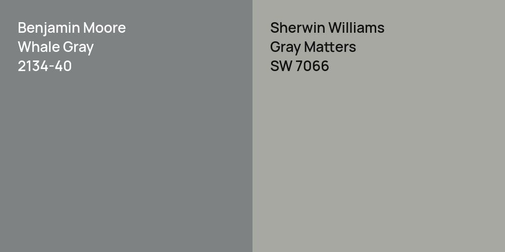 Benjamin Moore Whale Gray vs. Sherwin Williams Gray Matters