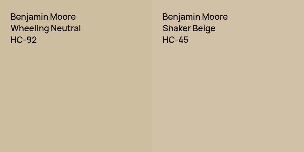 Benjamin Moore Wheeling Neutral vs. Benjamin Moore Shaker Beige