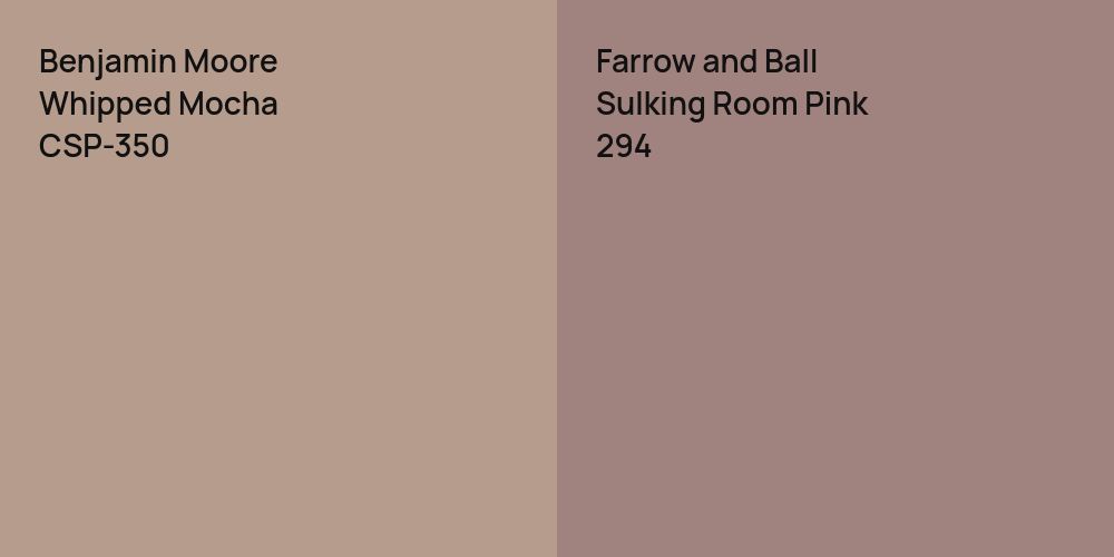 Benjamin Moore Whipped Mocha vs. Farrow and Ball Sulking Room Pink