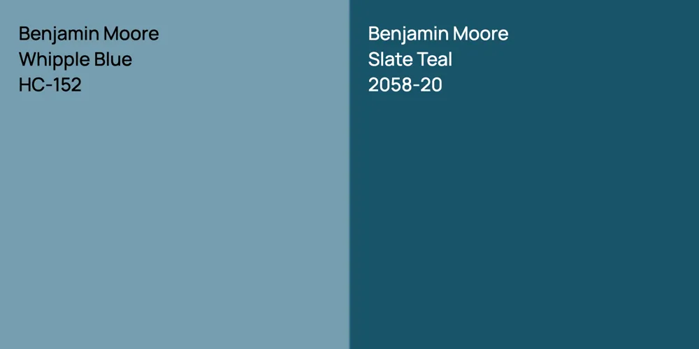 Benjamin Moore Whipple Blue vs. Benjamin Moore Slate Teal