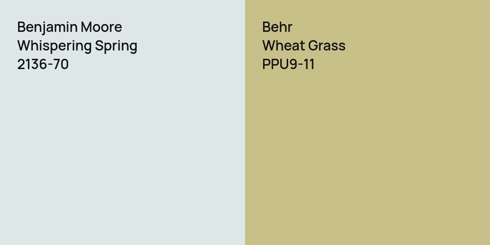 Benjamin Moore Whispering Spring vs. Behr Wheat Grass