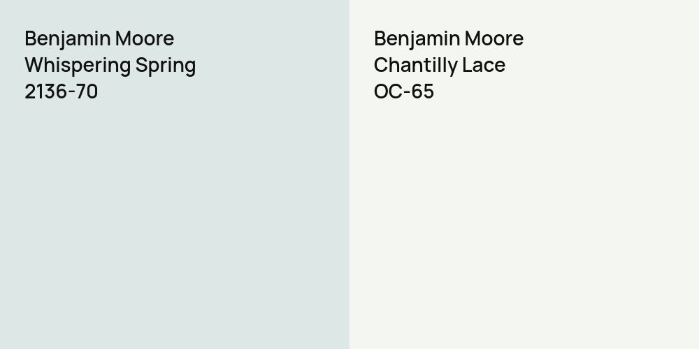 Benjamin Moore Whispering Spring vs. Benjamin Moore Chantilly Lace