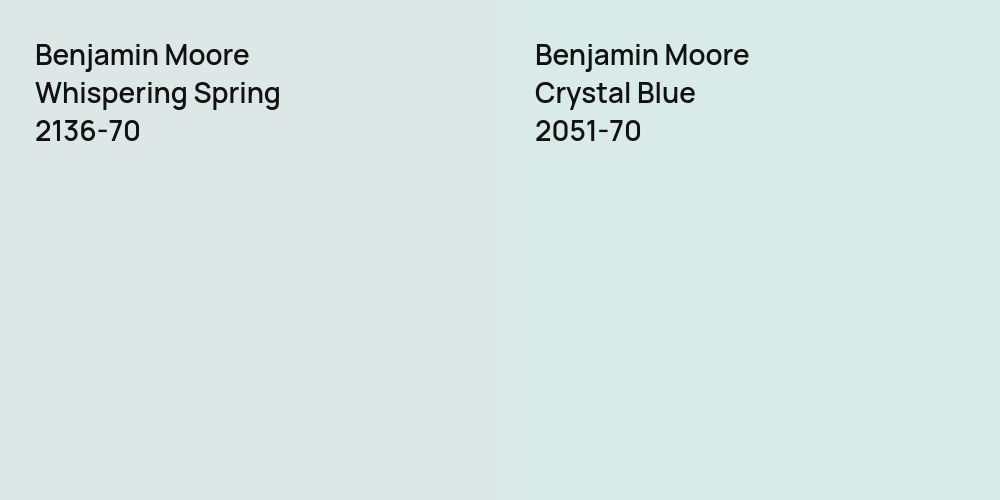 Benjamin Moore Whispering Spring vs. Benjamin Moore Crystal Blue