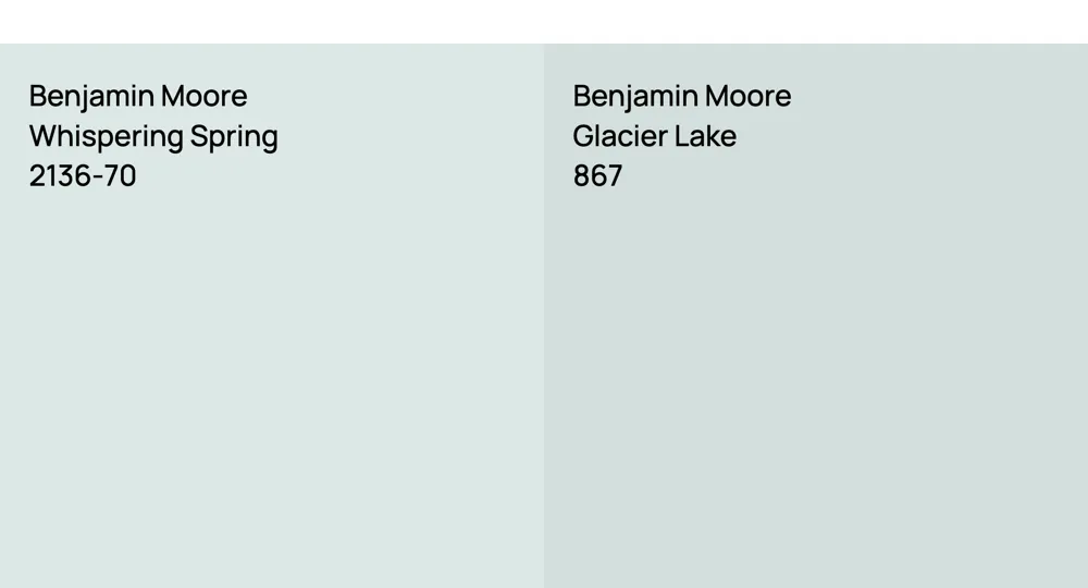 Benjamin Moore Whispering Spring vs. Benjamin Moore Glacier Lake