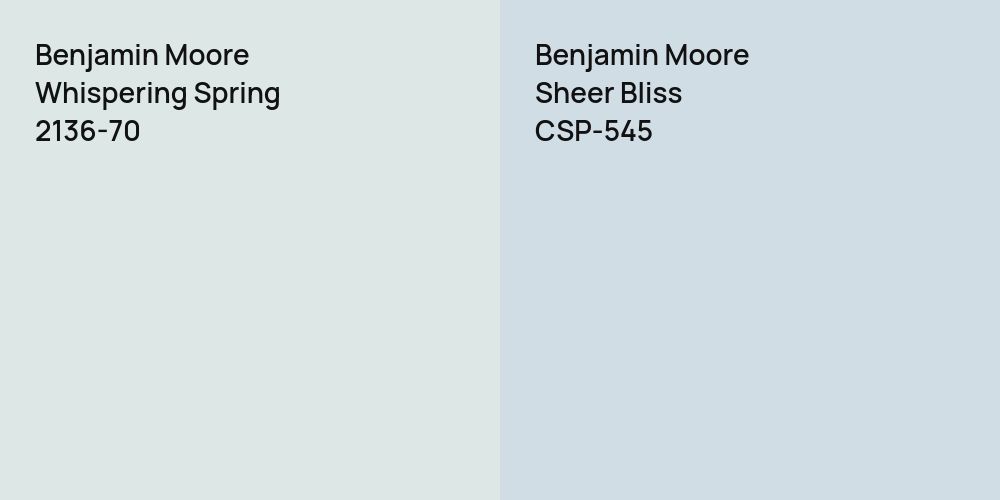 Benjamin Moore Whispering Spring vs. Benjamin Moore Sheer Bliss