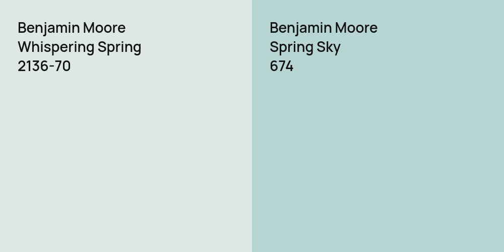 Benjamin Moore Whispering Spring vs. Benjamin Moore Spring Sky