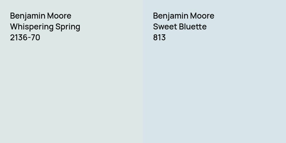 Benjamin Moore Whispering Spring vs. Benjamin Moore Sweet Bluette