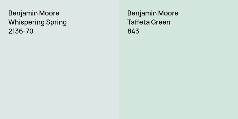 Benjamin Moore Whispering Spring vs. Benjamin Moore Taffeta Green