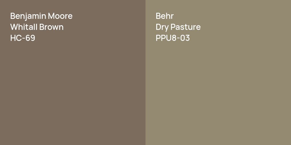 Benjamin Moore Whitall Brown vs. Behr Dry Pasture