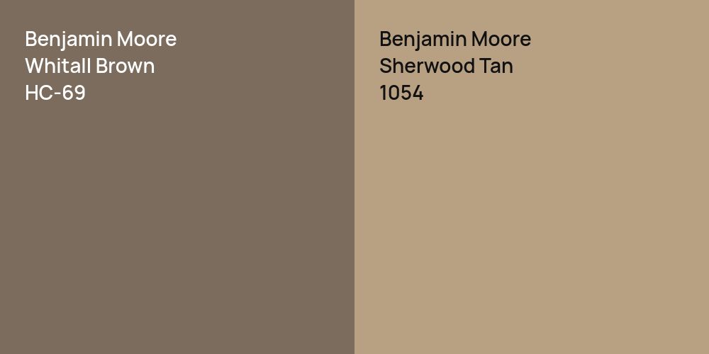 Benjamin Moore Whitall Brown vs. Benjamin Moore Sherwood Tan