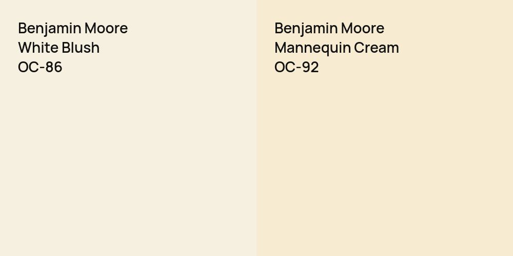 Benjamin Moore White Blush vs. Benjamin Moore Mannequin Cream