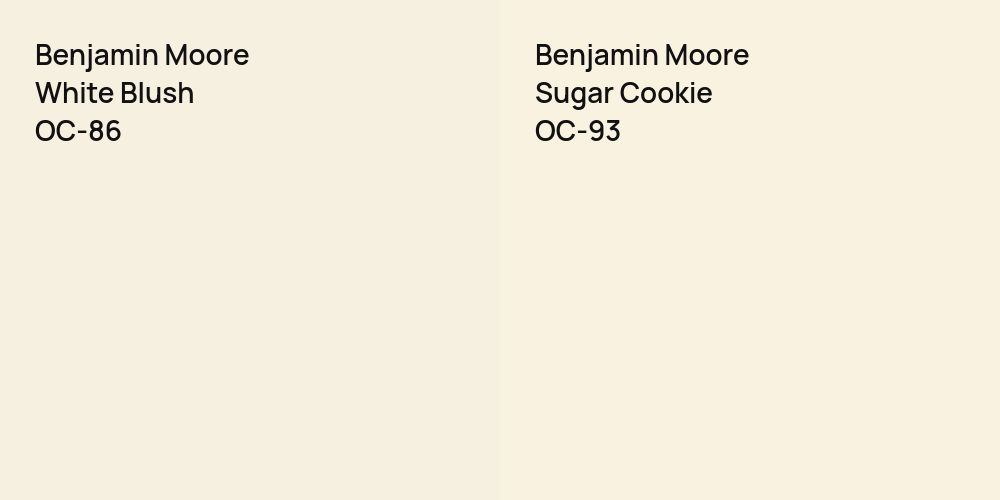 Benjamin Moore White Blush vs. Benjamin Moore Sugar Cookie