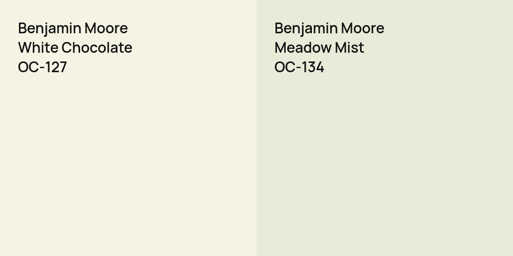 Benjamin Moore White Chocolate vs. Benjamin Moore Meadow Mist