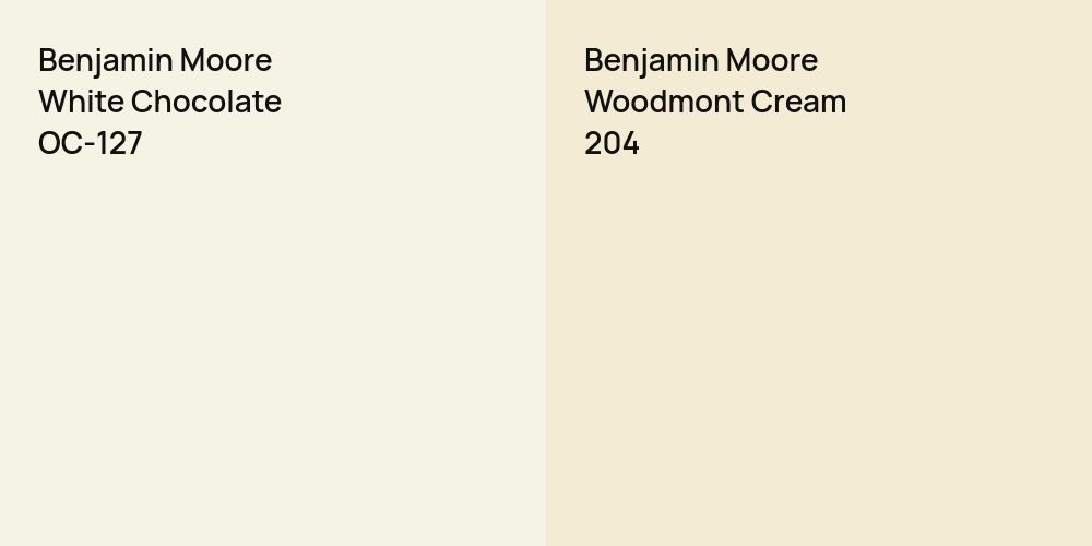 Benjamin Moore White Chocolate vs. Benjamin Moore Woodmont Cream