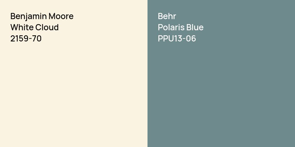 Benjamin Moore White Cloud vs. Behr Polaris Blue