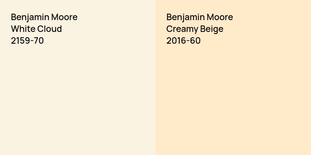 Benjamin Moore White Cloud vs. Benjamin Moore Creamy Beige