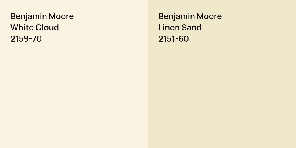 Benjamin Moore White Cloud vs. Benjamin Moore Linen Sand