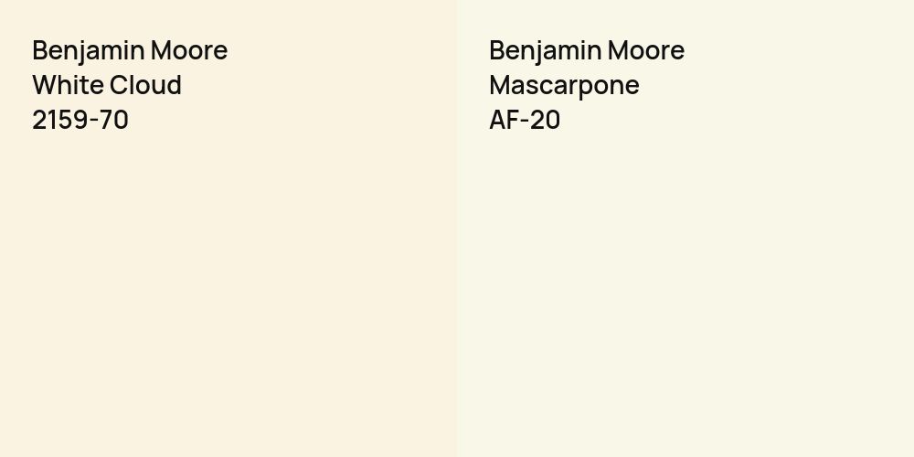 Benjamin Moore White Cloud vs. Benjamin Moore Mascarpone