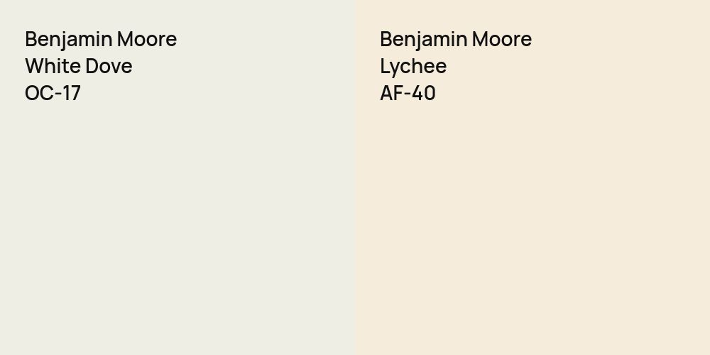 Benjamin Moore White Dove vs. Benjamin Moore Lychee