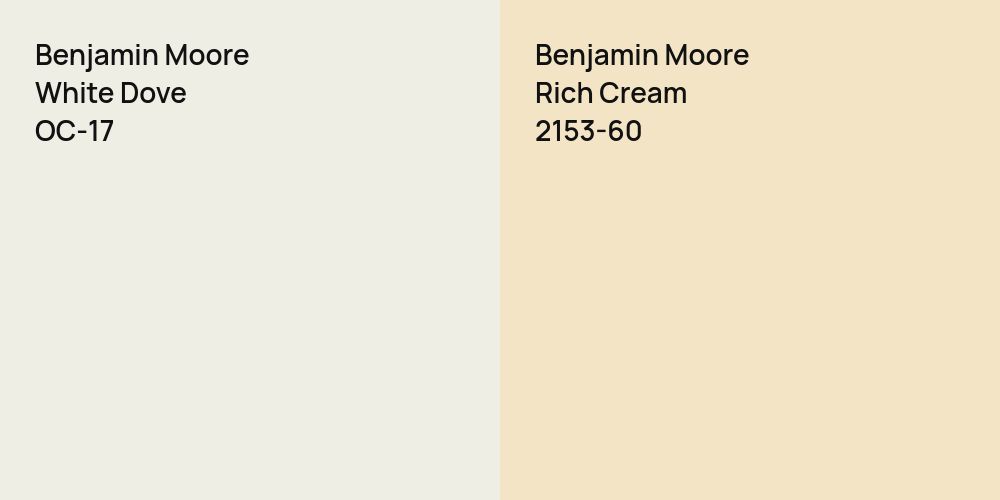 Benjamin Moore White Dove vs. Benjamin Moore Rich Cream