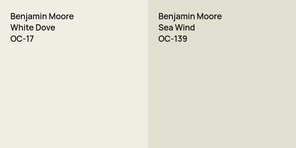 Benjamin Moore White Dove vs. Benjamin Moore Sea Wind