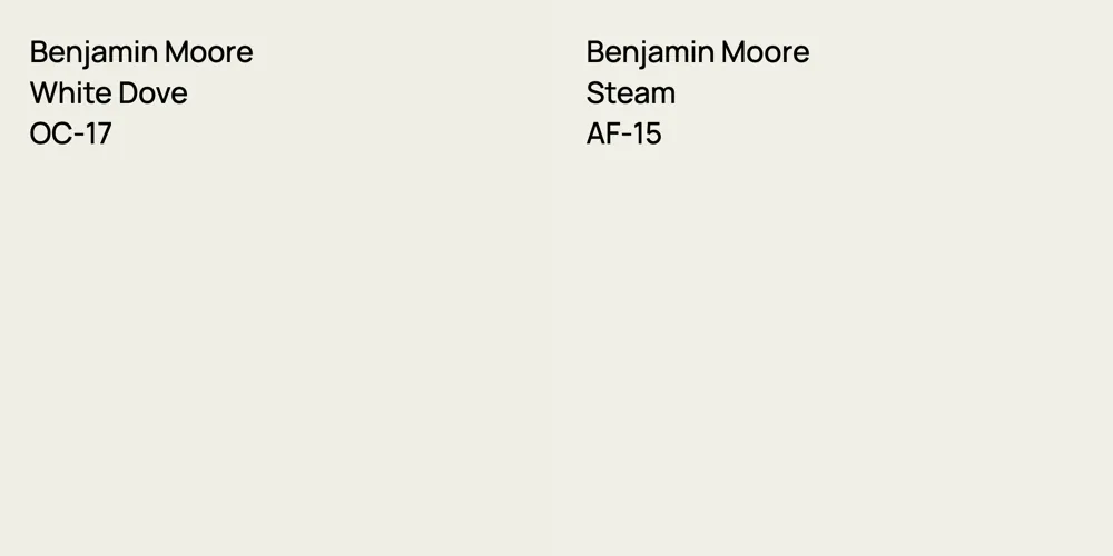 Benjamin Moore White Dove vs. Benjamin Moore Steam