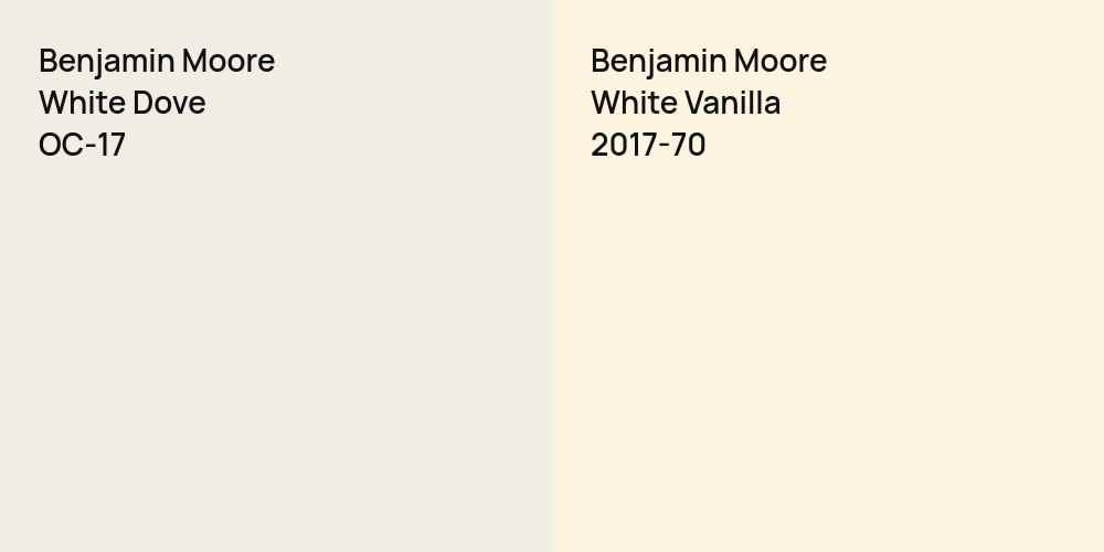 Benjamin Moore White Dove vs. Benjamin Moore White Vanilla