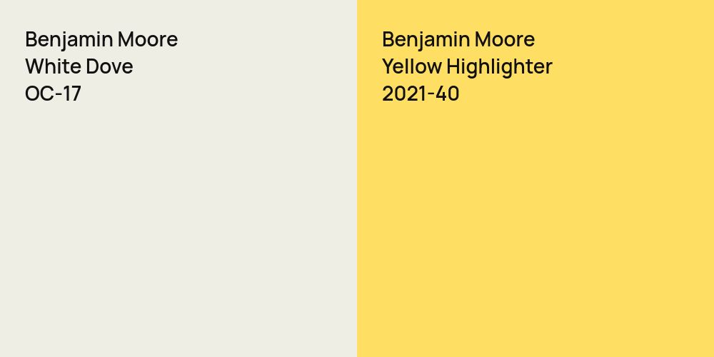 Benjamin Moore White Dove vs. Benjamin Moore Yellow Highlighter